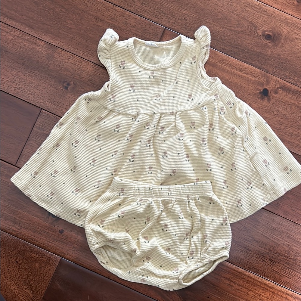 Quincy Mae Floral Yellow Kids Dress Set 12-18 months